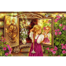 Load image into Gallery viewer, Yishu - Retro Oil Painting Of A Little Girl - 50*70CM 11CT 3 Stamped Cross Stitch
