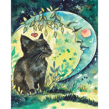 Load image into Gallery viewer, Cat Looking At The Moon 30*40CM(Canvas) Full Round Drill Diamond Painting
