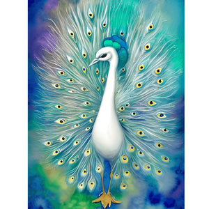 Peacock With Spread Tail 30*40CM(Canvas) Full Round Drill Diamond Painting