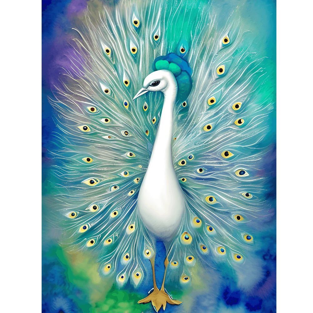 Peacock With Spread Tail 30*40CM(Canvas) Full Round Drill Diamond Painting