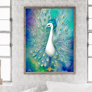Peacock With Spread Tail 30*40CM(Canvas) Full Round Drill Diamond Painting