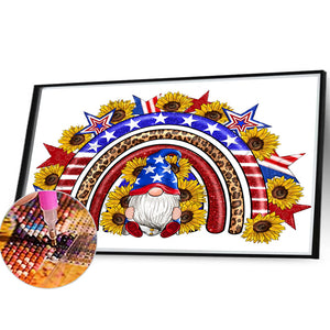 Independence Day Gnome 40*30CM(Canvas) Full Round Drill Diamond Painting