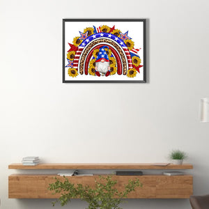 Independence Day Gnome 40*30CM(Canvas) Full Round Drill Diamond Painting