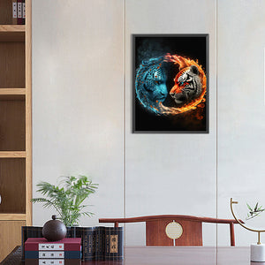 Tigers Gazing At Each Other 30*40CM(Canvas) Full Round Drill Diamond Painting