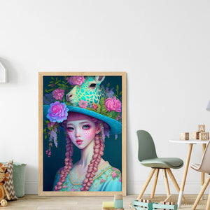 Yishu - Girl And Flowers - 40*60CM 11CT 3 Stamped Cross Stitch