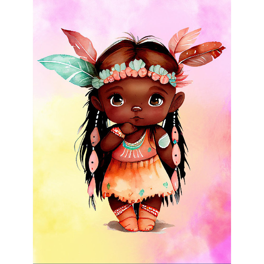 Native American Girl 30*40CM(Canvas) Full Round Drill Diamond Painting