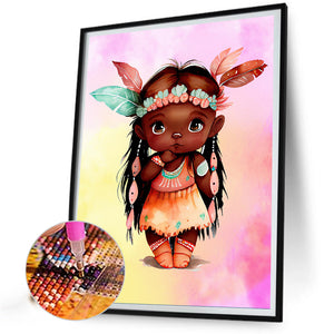 Native American Girl 30*40CM(Canvas) Full Round Drill Diamond Painting