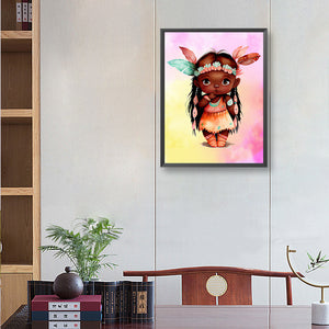 Native American Girl 30*40CM(Canvas) Full Round Drill Diamond Painting