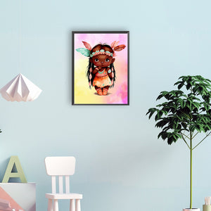 Native American Girl 30*40CM(Canvas) Full Round Drill Diamond Painting