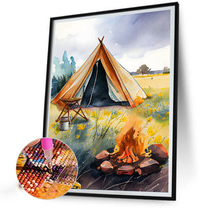 Camping 30*40CM(Canvas) Full Round Drill Diamond Painting