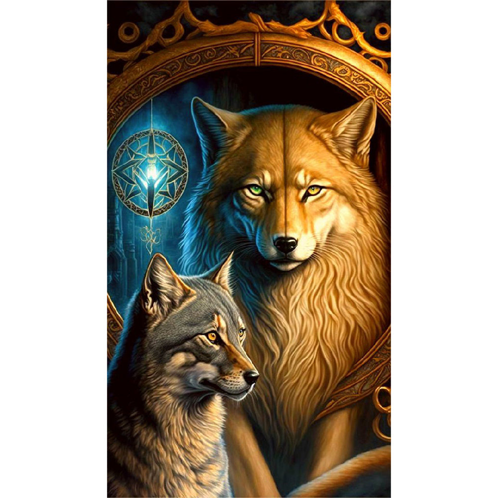 Wolf And Child 40*70CM(Canvas) Full Round Drill Diamond Painting