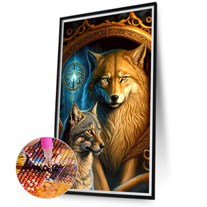 Wolf And Child 40*70CM(Canvas) Full Round Drill Diamond Painting