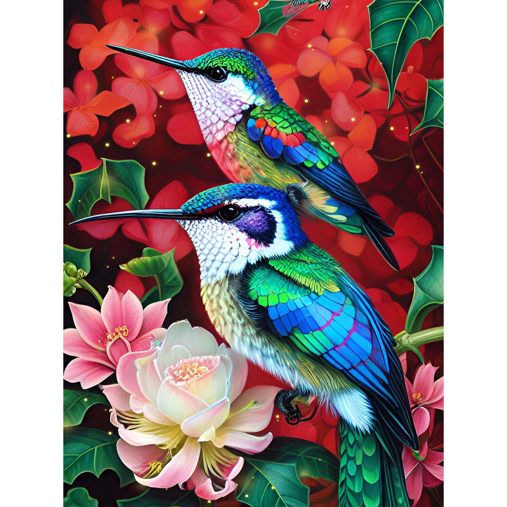 Hummingbird On A Flower 30*40CM(Canvas) Full Round Drill Diamond Painting