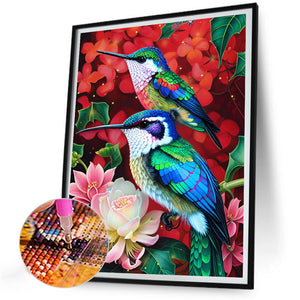 Hummingbird On A Flower 30*40CM(Canvas) Full Round Drill Diamond Painting