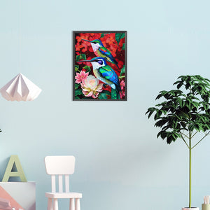 Hummingbird On A Flower 30*40CM(Canvas) Full Round Drill Diamond Painting