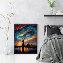 Load image into Gallery viewer, Yishu - Dreamlike Colorful Sky And Windmill - 50*65CM 11CT 3 Stamped Cross Stitch
