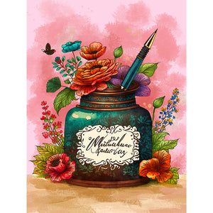 Writer'S Clipart 30*40CM(Canvas) Full Round Drill Diamond Painting