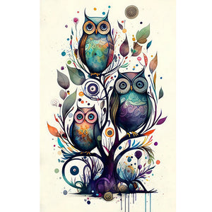Owl 30*50CM(Canvas) Full Round Drill Diamond Painting