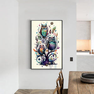 Owl 30*50CM(Canvas) Full Round Drill Diamond Painting