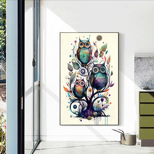 Owl 30*50CM(Canvas) Full Round Drill Diamond Painting