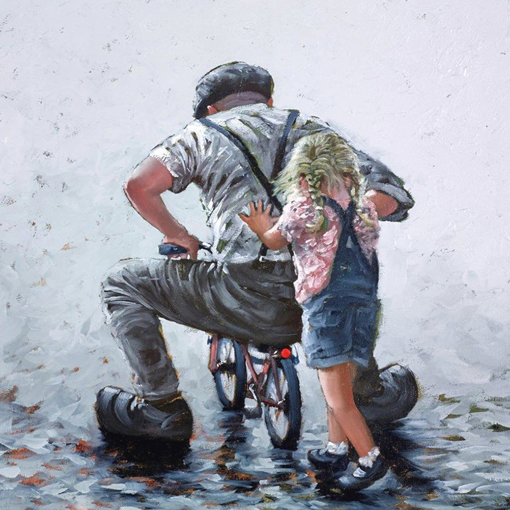 The Child'S Side Of Father 30*30CM(Canvas) Full Round Drill Diamond Painting