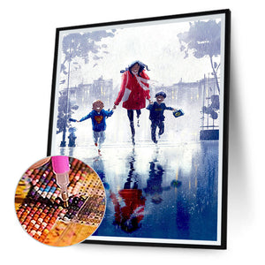 Running In The Rain 30*40CM(Canvas) Full Round Drill Diamond Painting