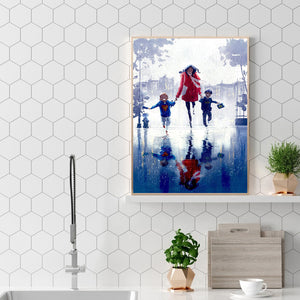 Running In The Rain 30*40CM(Canvas) Full Round Drill Diamond Painting