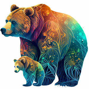 Bear And Cub 30*30CM(Canvas) Full Round Drill Diamond Painting