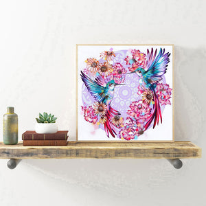 Hummingbird Under Flowers 30*30CM(Canvas) Full Round Drill Diamond Painting