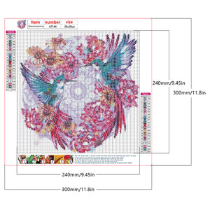 Hummingbird Under Flowers 30*30CM(Canvas) Full Round Drill Diamond Painting