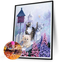 Load image into Gallery viewer, Cat Playing Among Flowers 30*40CM(Canvas) Full Round Drill Diamond Painting
