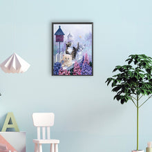 Load image into Gallery viewer, Cat Playing Among Flowers 30*40CM(Canvas) Full Round Drill Diamond Painting
