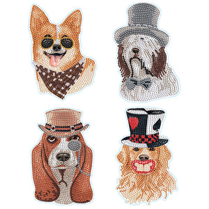 4pcs Dog DIY Diamond Mosaic Stickers Kits Handmade for Kids Beginner Children