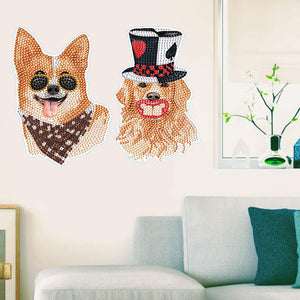 4pcs Dog DIY Diamond Mosaic Stickers Kits Handmade for Kids Beginner Children