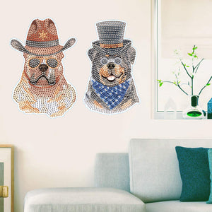 4pcs Dog DIY Diamond Mosaic Stickers Kits Handmade for Kids Beginner Children