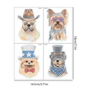 4pcs Dog DIY Diamond Mosaic Stickers Kits Handmade for Kids Beginner Children