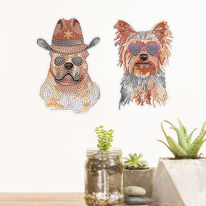 4pcs Dog DIY Diamond Mosaic Stickers Kits Handmade for Kids Beginner Children