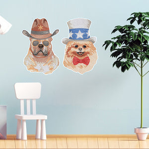 4pcs Dog DIY Diamond Mosaic Stickers Kits Handmade for Kids Beginner Children