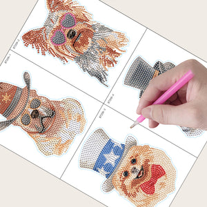 4pcs Dog DIY Diamond Mosaic Stickers Kits Handmade for Kids Beginner Children