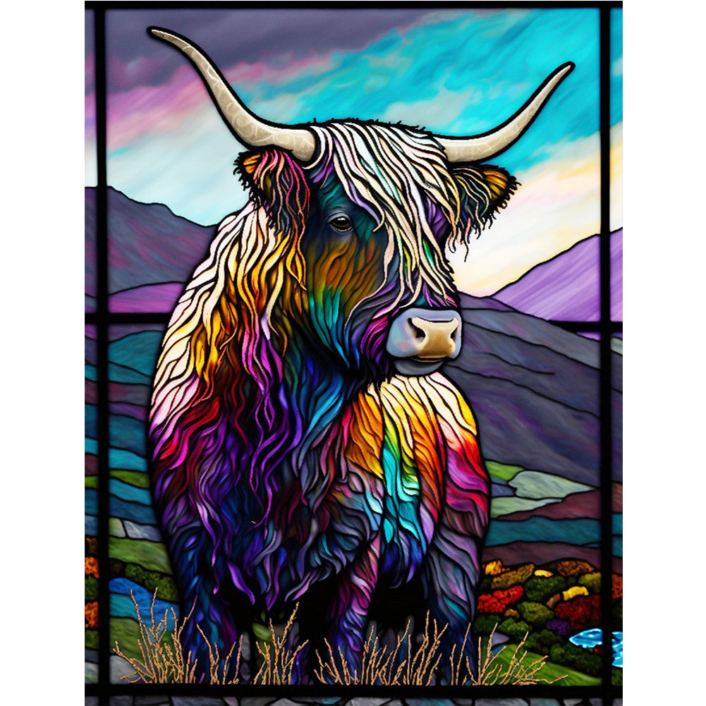 Highland Yak Glass Painting 30*40CM(Canvas) Full Round Drill Diamond Painting