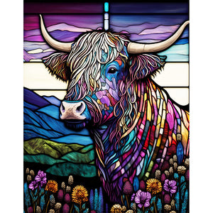 Highland Yak Glass Painting 30*40CM(Canvas) Full Round Drill Diamond Painting