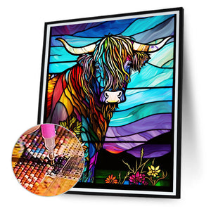 Highland Yak Glass Painting 30*40CM(Canvas) Full Round Drill Diamond Painting