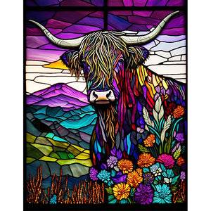 Highland Yak Glass Painting 30*40CM(Canvas) Full Round Drill Diamond Painting
