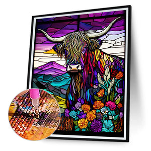 Highland Yak Glass Painting 30*40CM(Canvas) Full Round Drill Diamond Painting