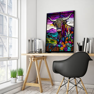 Highland Yak Glass Painting 30*40CM(Canvas) Full Round Drill Diamond Painting