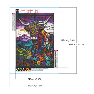Highland Yak Glass Painting 30*40CM(Canvas) Full Round Drill Diamond Painting