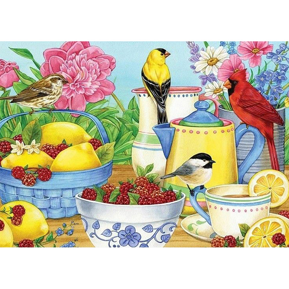 Birds' Tea Party 40*30CM(Canvas) Full Round Drill Diamond Painting