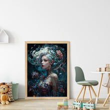 Load image into Gallery viewer, Yishu - Cool Girl And Flowers - 50*65CM 11CT 3 Stamped Cross Stitch
