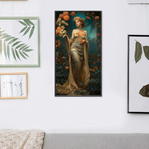 Yishu - Classic Elegant Woman And Flowers - 50*90CM 11CT 3 Stamped Cross Stitch
