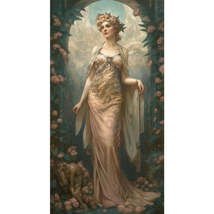 Yishu - Classic Elegant Woman And Flowers - 50*90CM 11CT 3 Stamped Cross Stitch